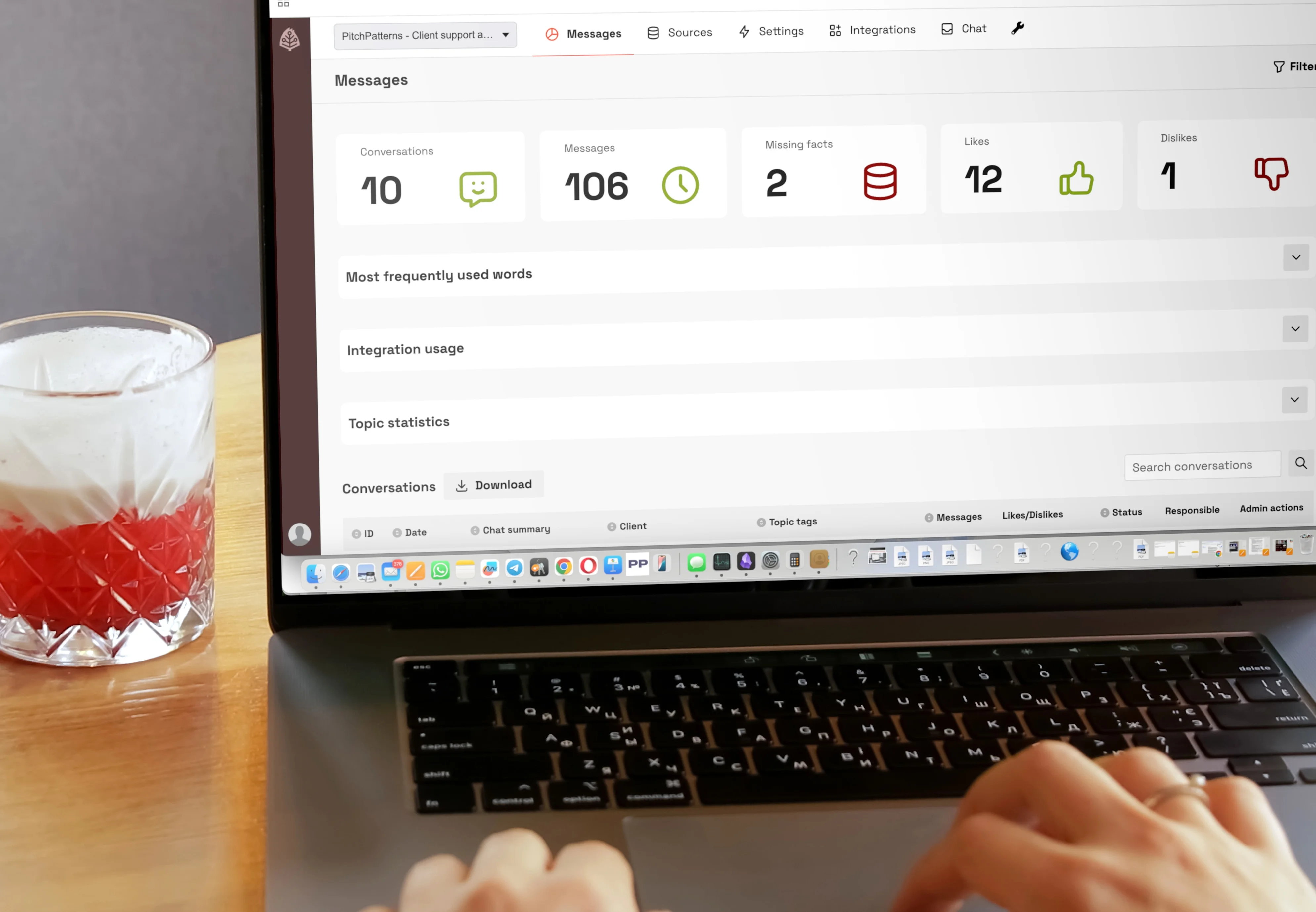 Message interface showing customer service responses